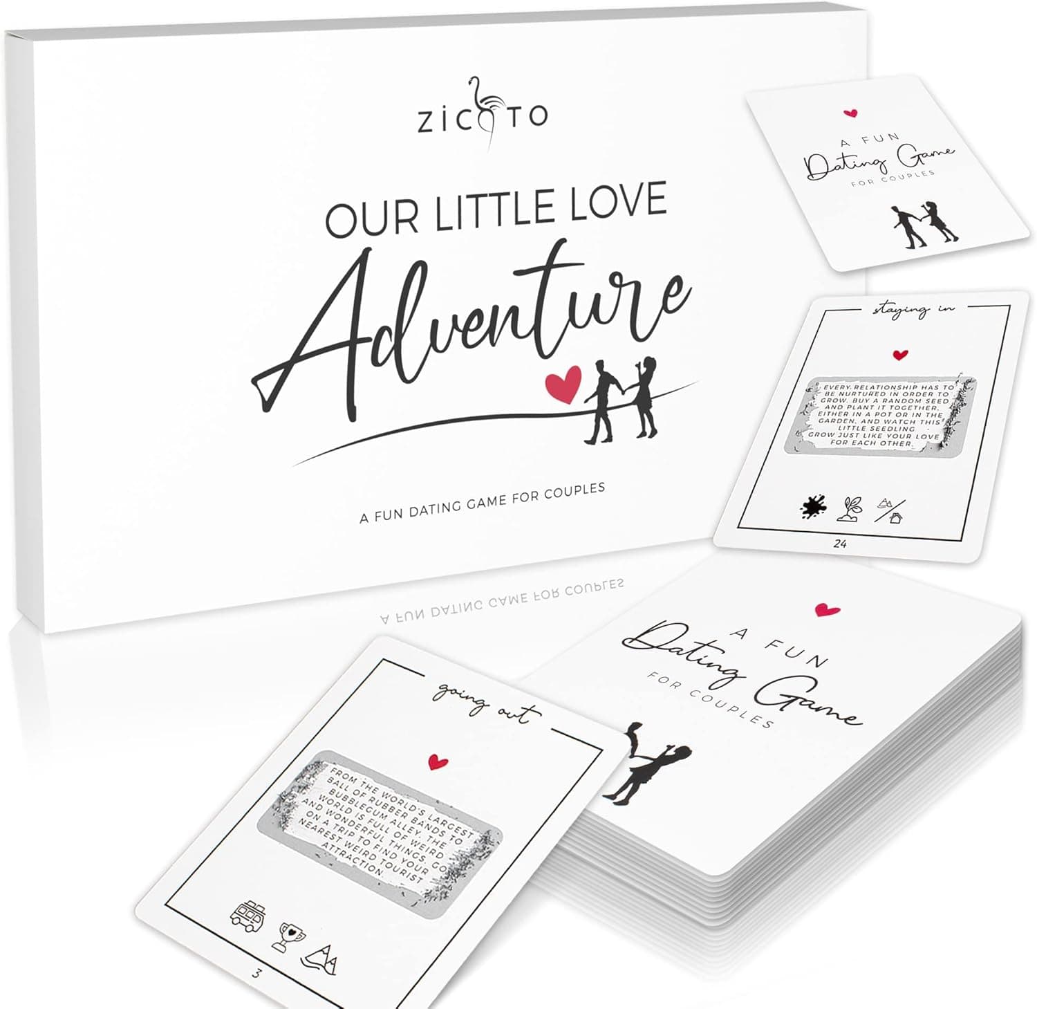 ZICOTO 40 Fun Date Night Ideas for Couples - The Perfect Scratch Off Card Deck Game for Unique Anniversary Date Night Adventures - Great Gift for Your Boyfriend, Husband, Girlfriend or Wife