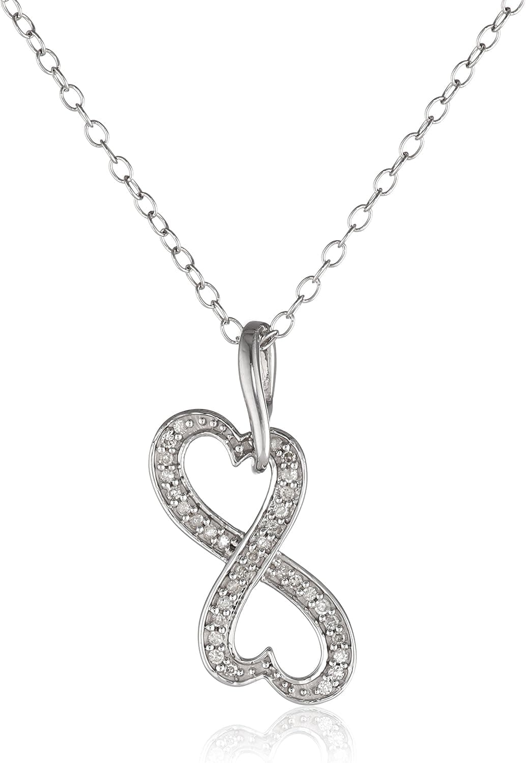 Amazon Collection Silver Heart Infinity Diamond Pendant Necklace, 18" (1/10ctttw)