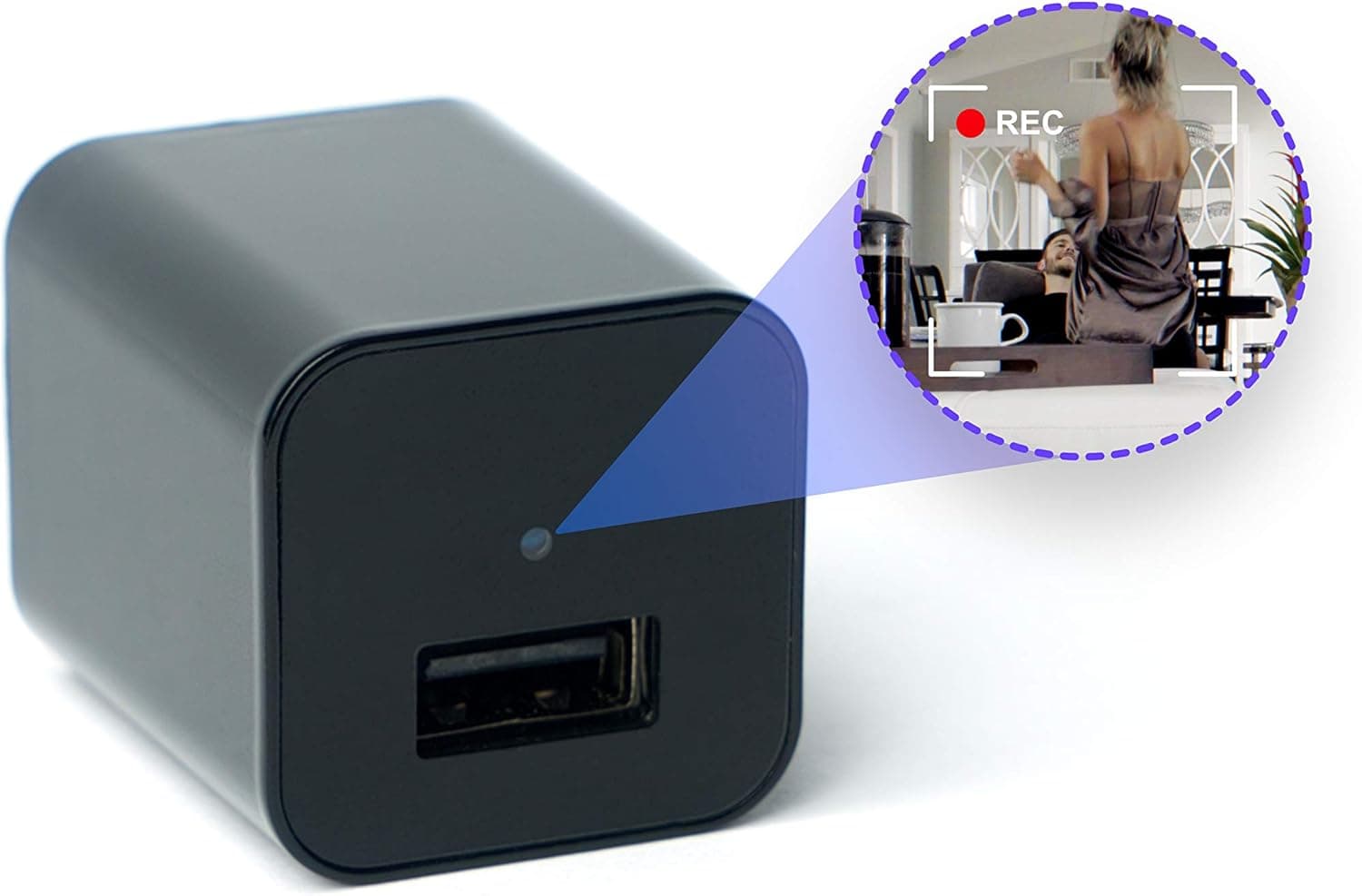 SlyCam (USB Charger Camera) | Spy Cam | Home Surveillance Camera | Solid-State Security | 1080p HD | Motion Detection