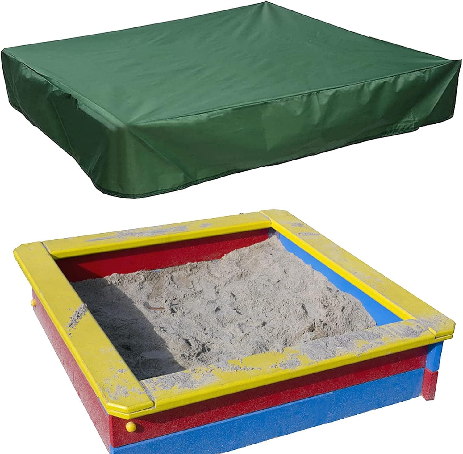 Sandboxes Sandpit Cover, Sandbox Cover with Drawstring, Square Beach Sandbox Canopy Waterproof Oxford Cloth Sandbox Protective Cover, Sandpit Pool Cover for Home Garden Outdoor Pool (47.2 x 47.2 Inch)