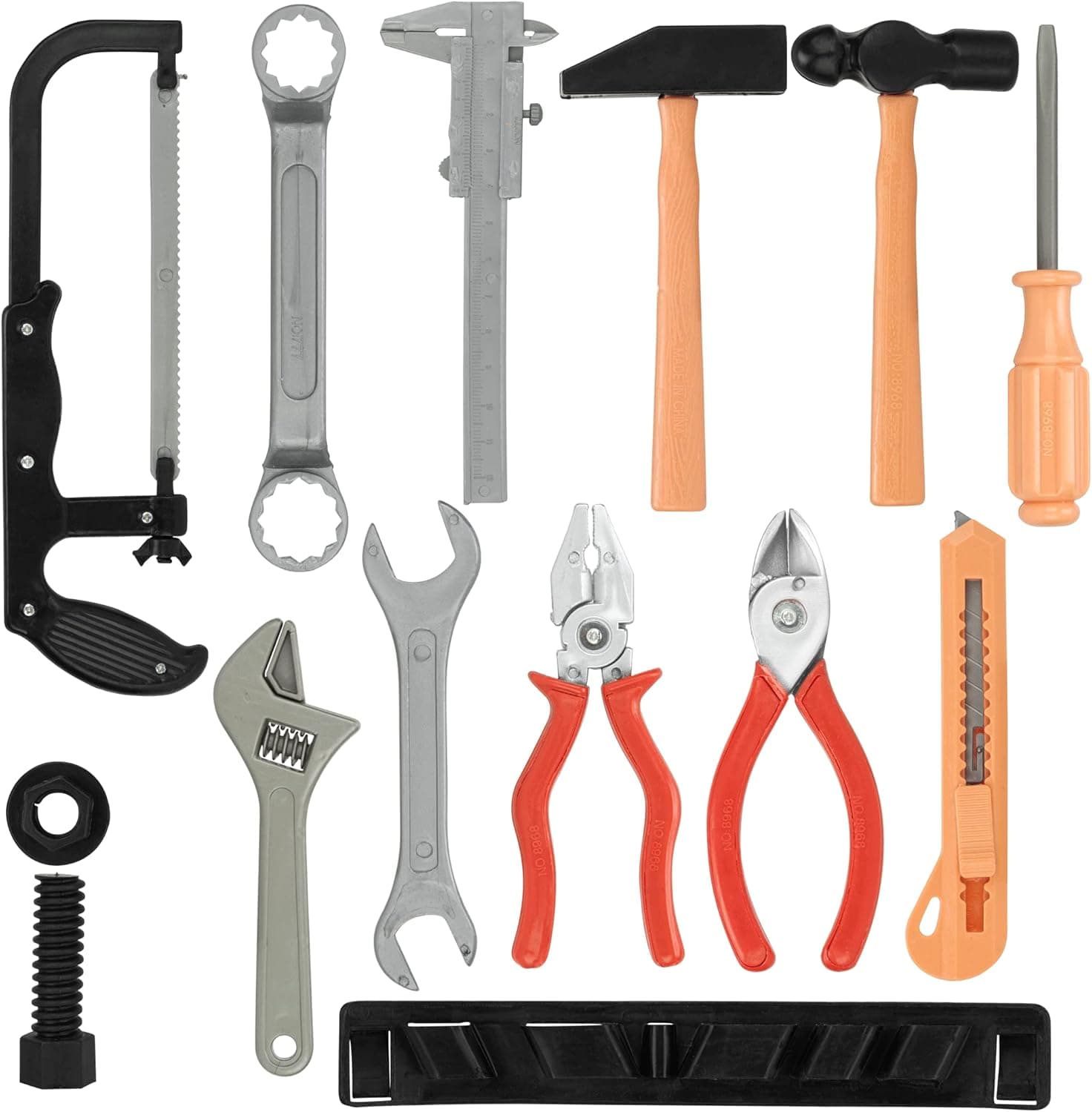 Gresdent 14 Pcs Kids Toy Tool Set Construction Party Supplies Plastic Pretend Play Accessory for Boys with Screwdrivers Pliers Axes Saws(Type A)