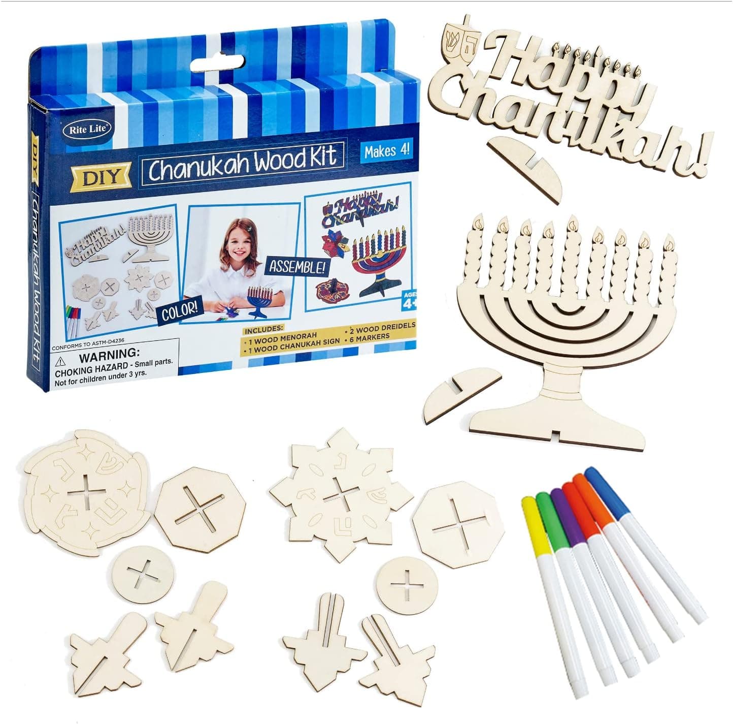 Judaica Place Chanukah Wood Craft Kit - Design Your Own