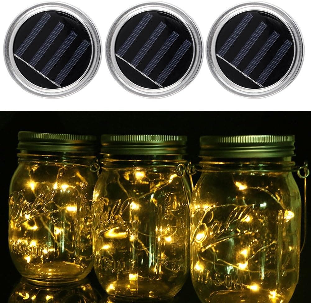 Bren SL 20 LED Fairy Light Solar Mason Jar Lid Lights Color Changing Garden Decor Lid Lights Only Warm White