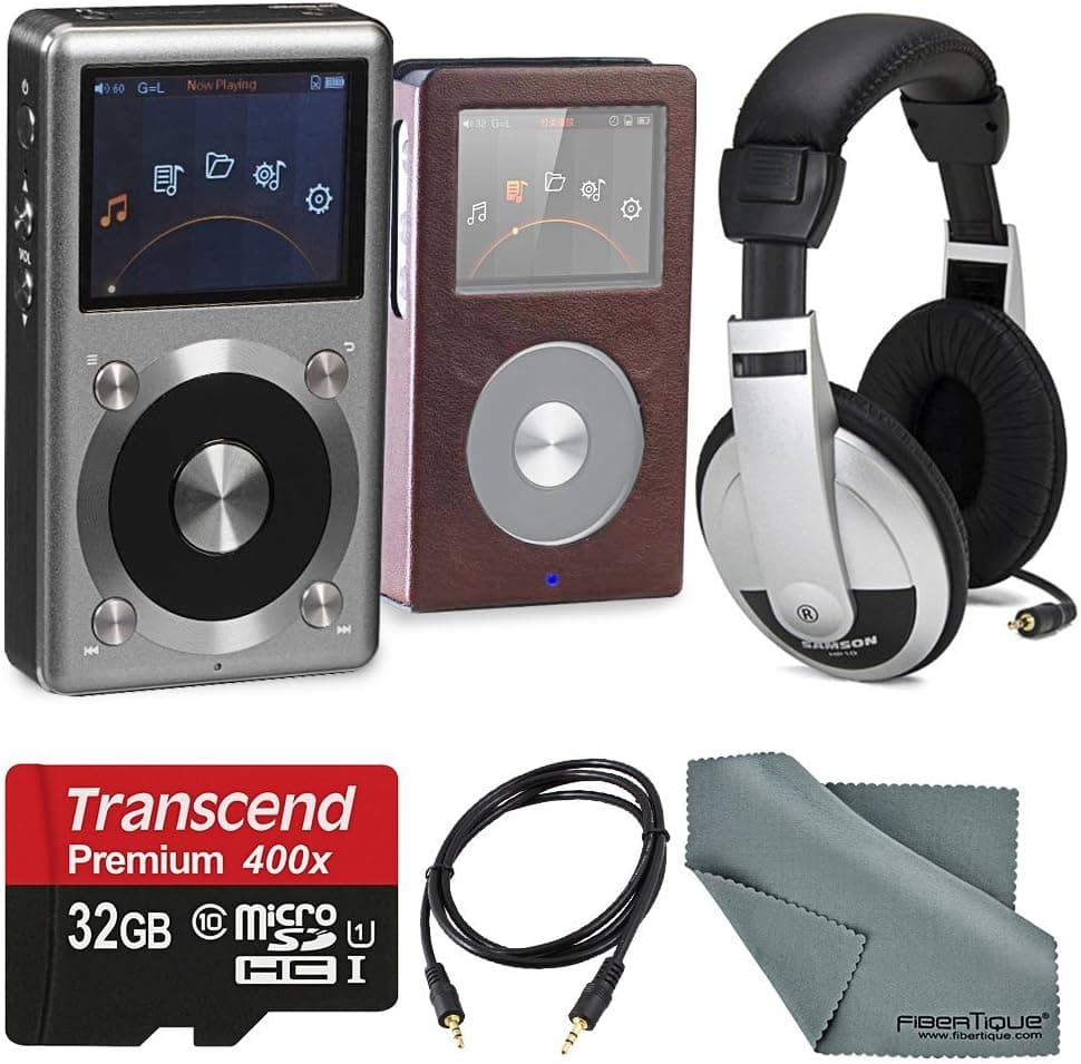 FiiO X3 (2nd Gen) Portable High Resolution Audio Player with Samson Studio Headphones, 32GB, and Deluxe Accessory Bundle