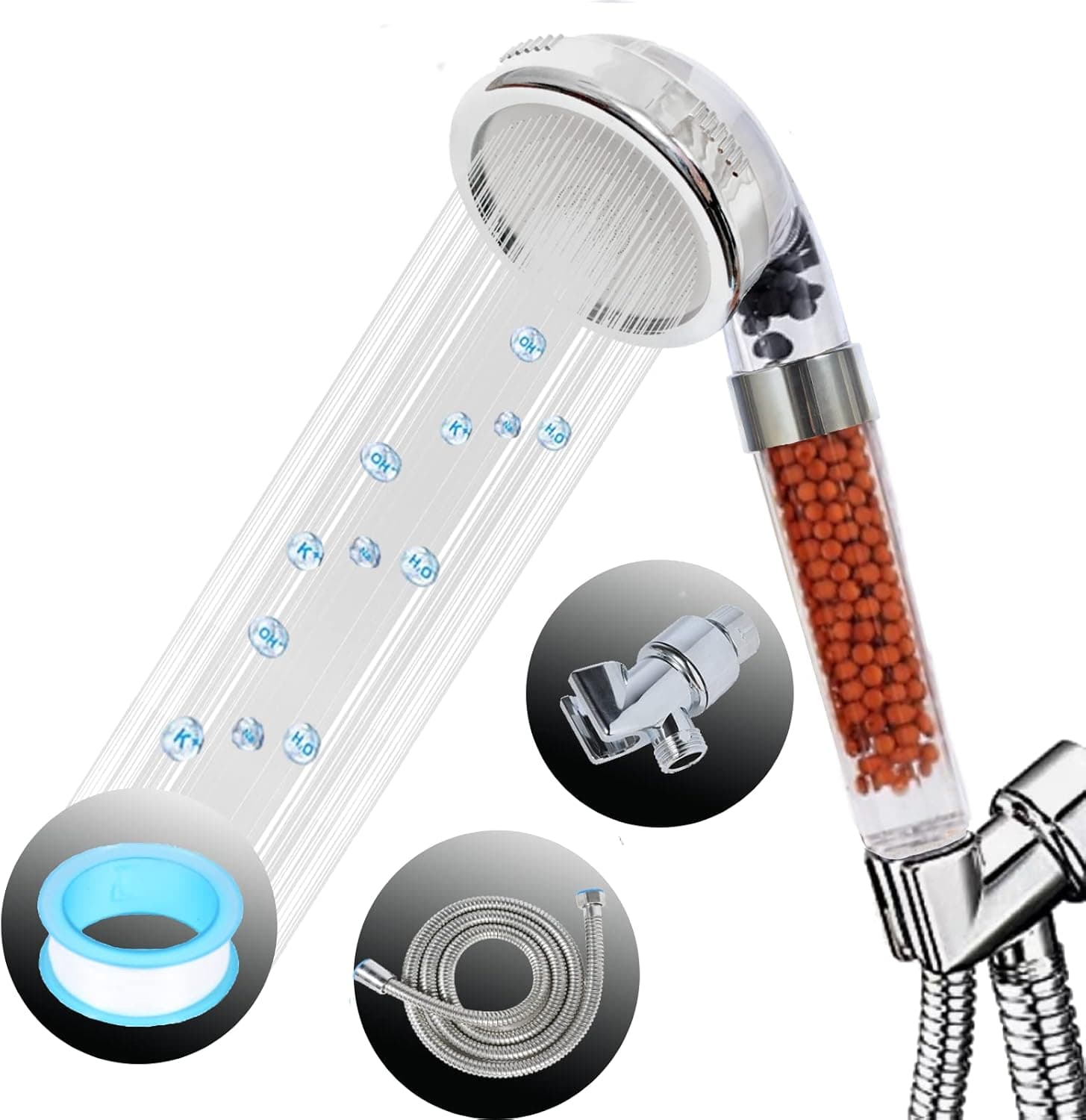 Shower Head Filter with Hose - Hard Water Filter Showerheads Handheld, Eco-Power Showerhead with Iron Filter for Well Water, Filtered Shower Heads with 3 Mode Spa for Dry Skin and Hair