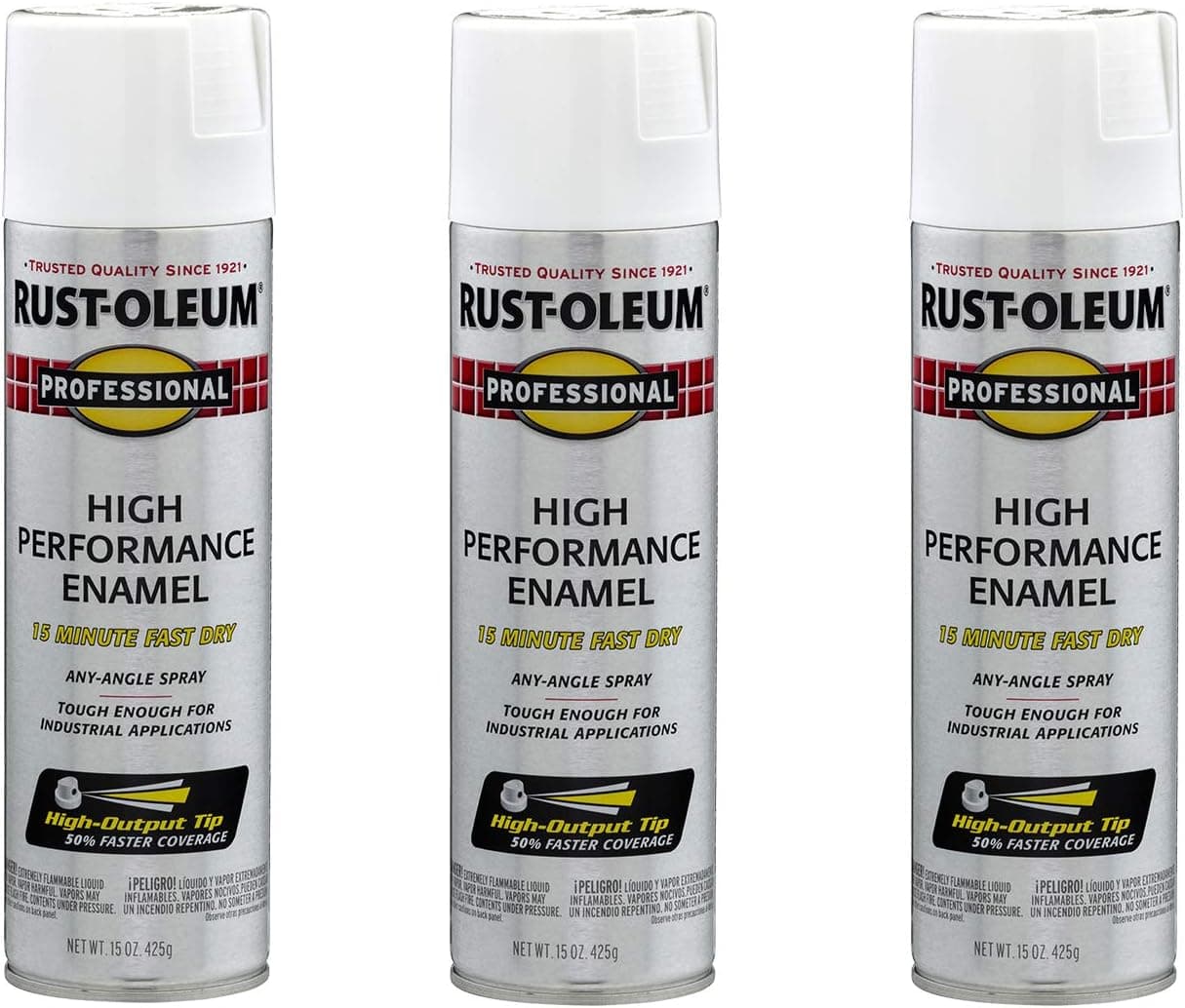 Rust-Oleum 254170-3PK Professional Aluminum Primer Spray, 15 oz, Flat White, 3 Pack