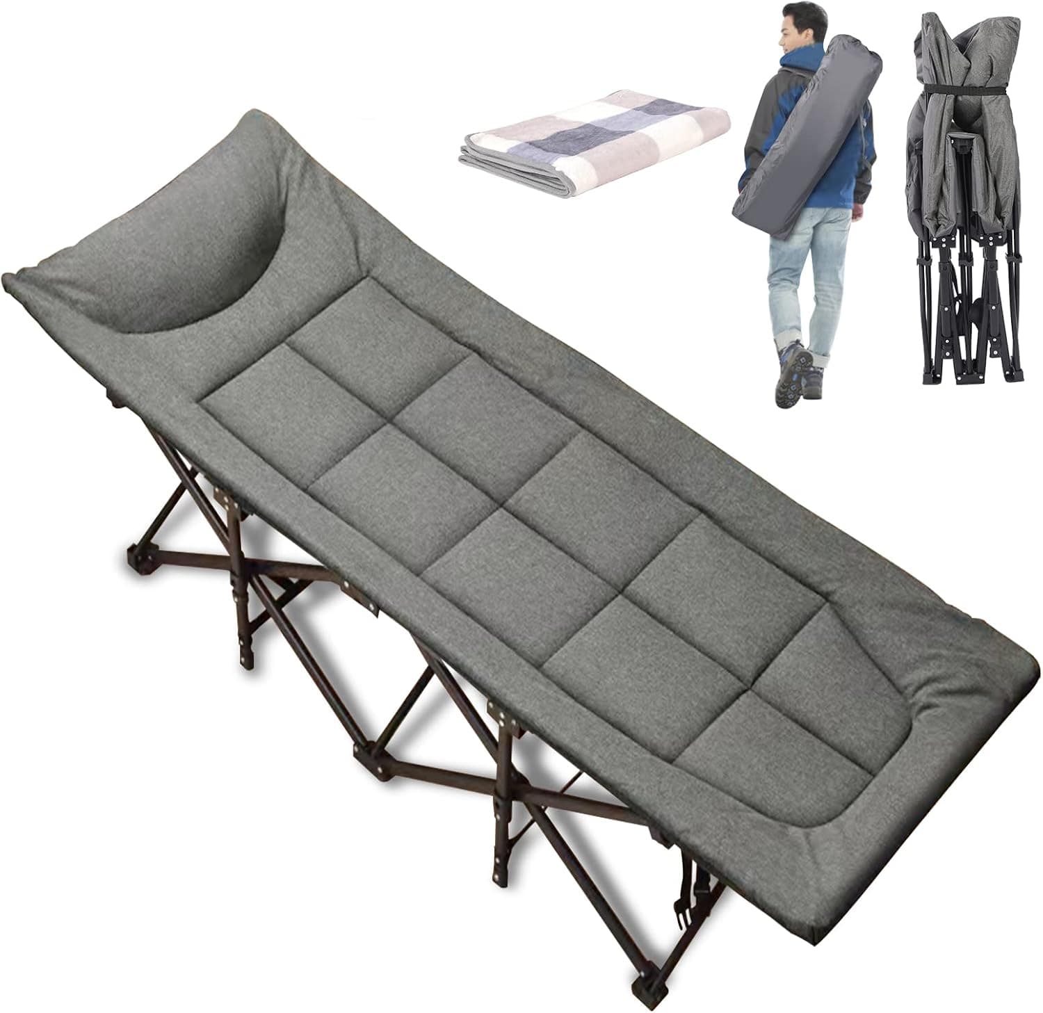 SV SCOOL VALUE Folding Camping Cot, Sleeping Cots for Adults with Mattees, Camping Bed for Home, Office and Outdoor Beach(Include Carry Bag)