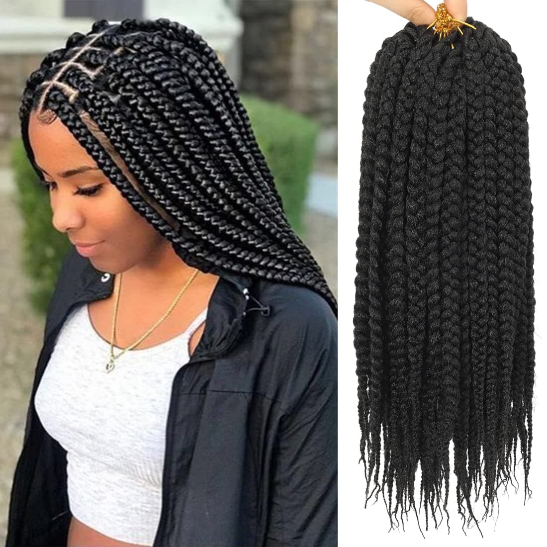 Crochet Box Braids 7 Packs Medium Cute Box Braids Crochet Hair 14 Inch Natural Pre Looped Crochet Braids Box Braids Hair Extension