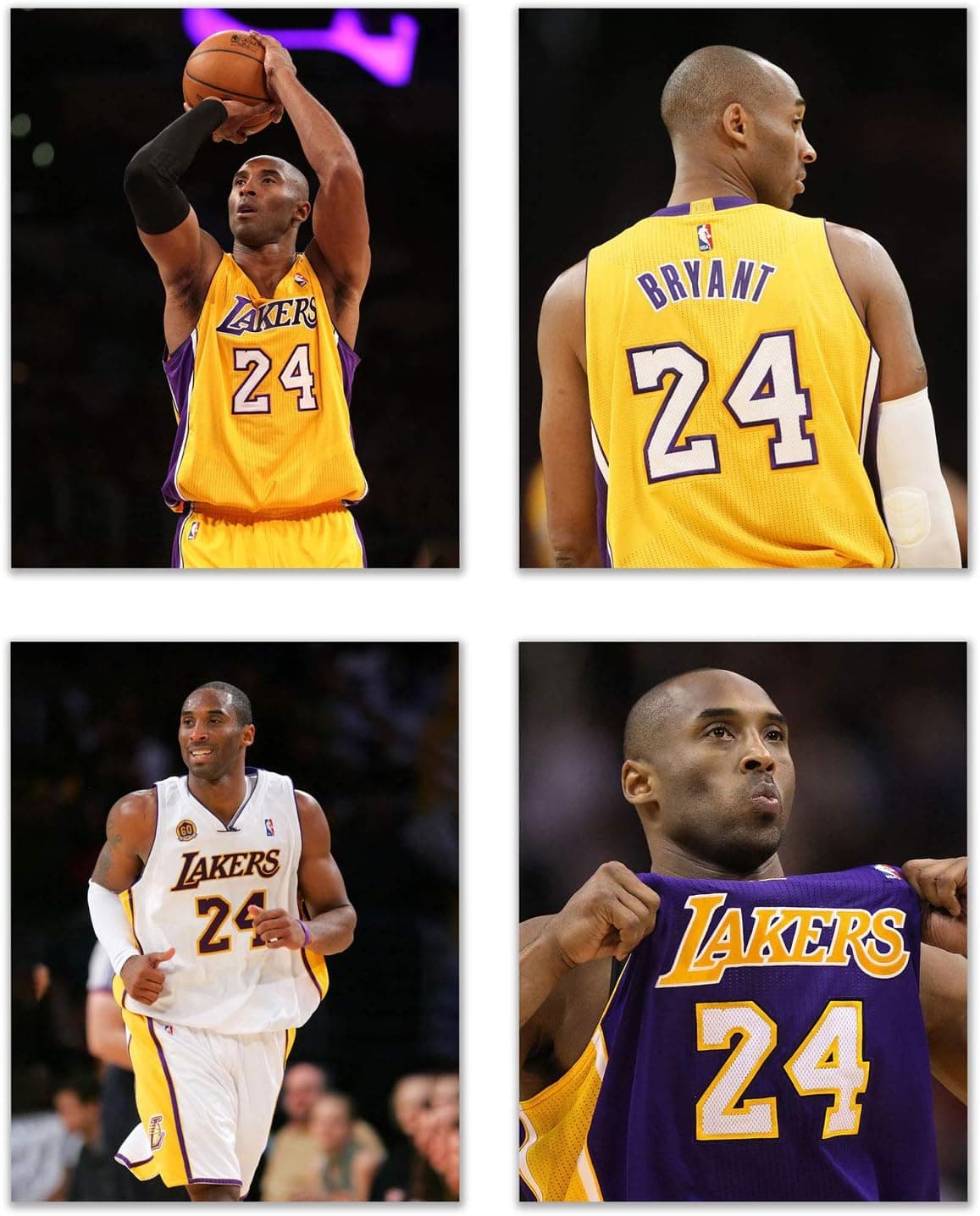 Summit Designs Kobe Bryant Game Action Shots Fan Art Prints - Set of 4 (8x10) Poster Photos - NBA Basketball LA Lakers