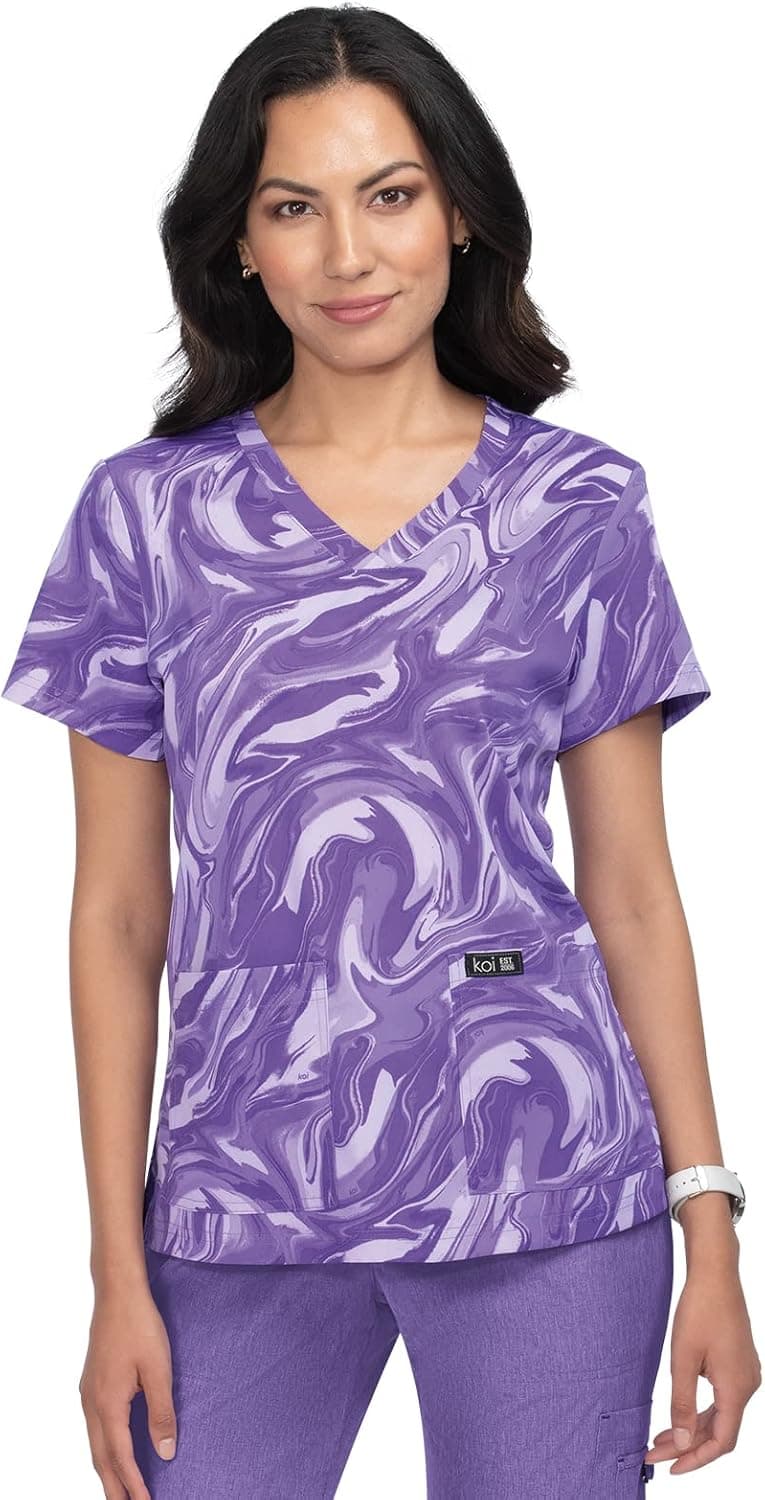 KOI Basics 384PR Leslie Top Wisteria All Over Marble 3XL