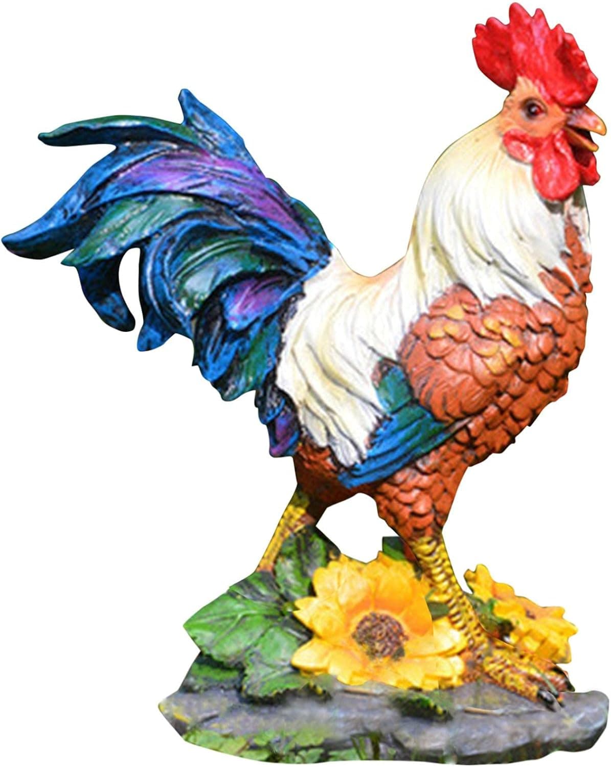 CYCTECH Rooster Decor for Outside, Farm Animals Poultry Chicken Resin Model Sculpture Decoration, Home Garden Furnishing Artwork Craft Gifts (B)