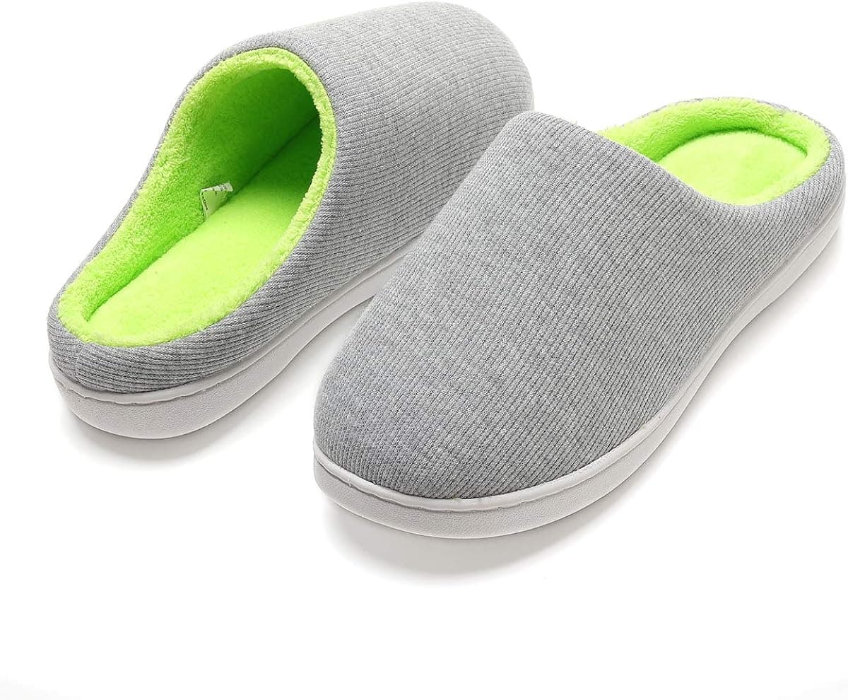 Harrms Slippers for Women Two-Tone Memory Foam Fuzzy Fluffy Womens Slippers Anti-slip Comfort Cozy Bedroom House Slippers