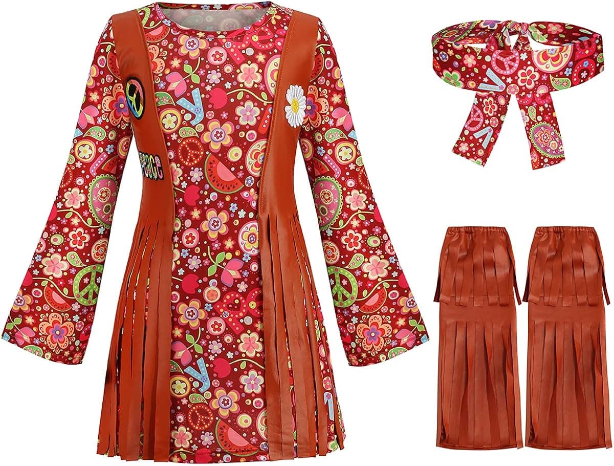LMYOVE Girls Hippie Costume (Large)