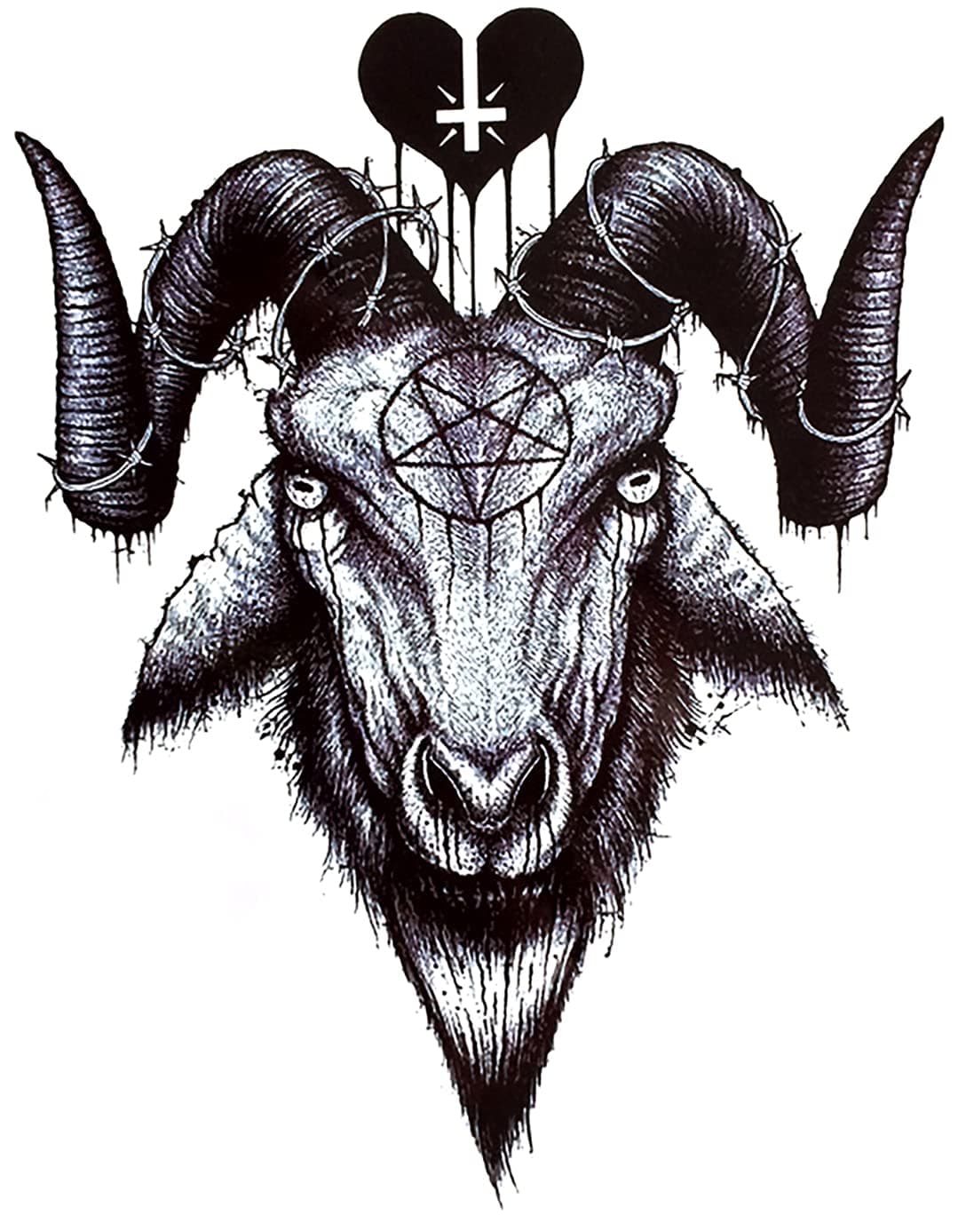 Baphomet Goat Sigil 7" Large 2 Sheets of Temporary Tattoos