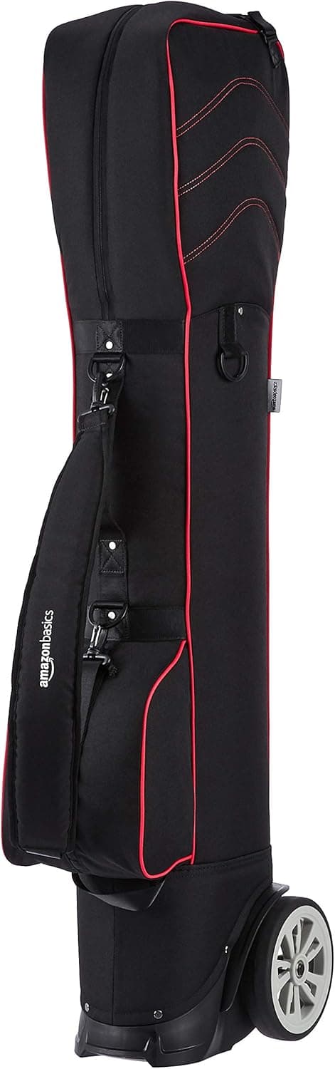 Amazon Basics Wheeled Golf Club Travel Bag - Red