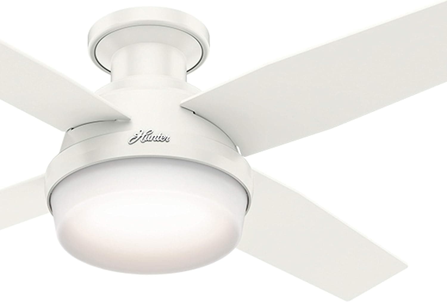 Hunter Fan 44 inch Contemporary Low Profile White Ceiling Fan with LED Light Kit and Remote Control (Renewed)