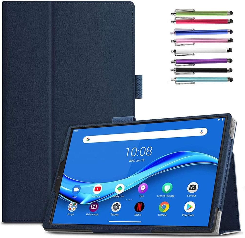 Epicgadget Case for Lenovo Tab M10 Plus 10.6" (3rd Gen) (TB-125F/TB-128F) - Lightweight Folio PU Leather Folding Stand Cover Case for Lenovo Tab M10 Plus 10.6 Inch Display 2022 (Navy Blue)
