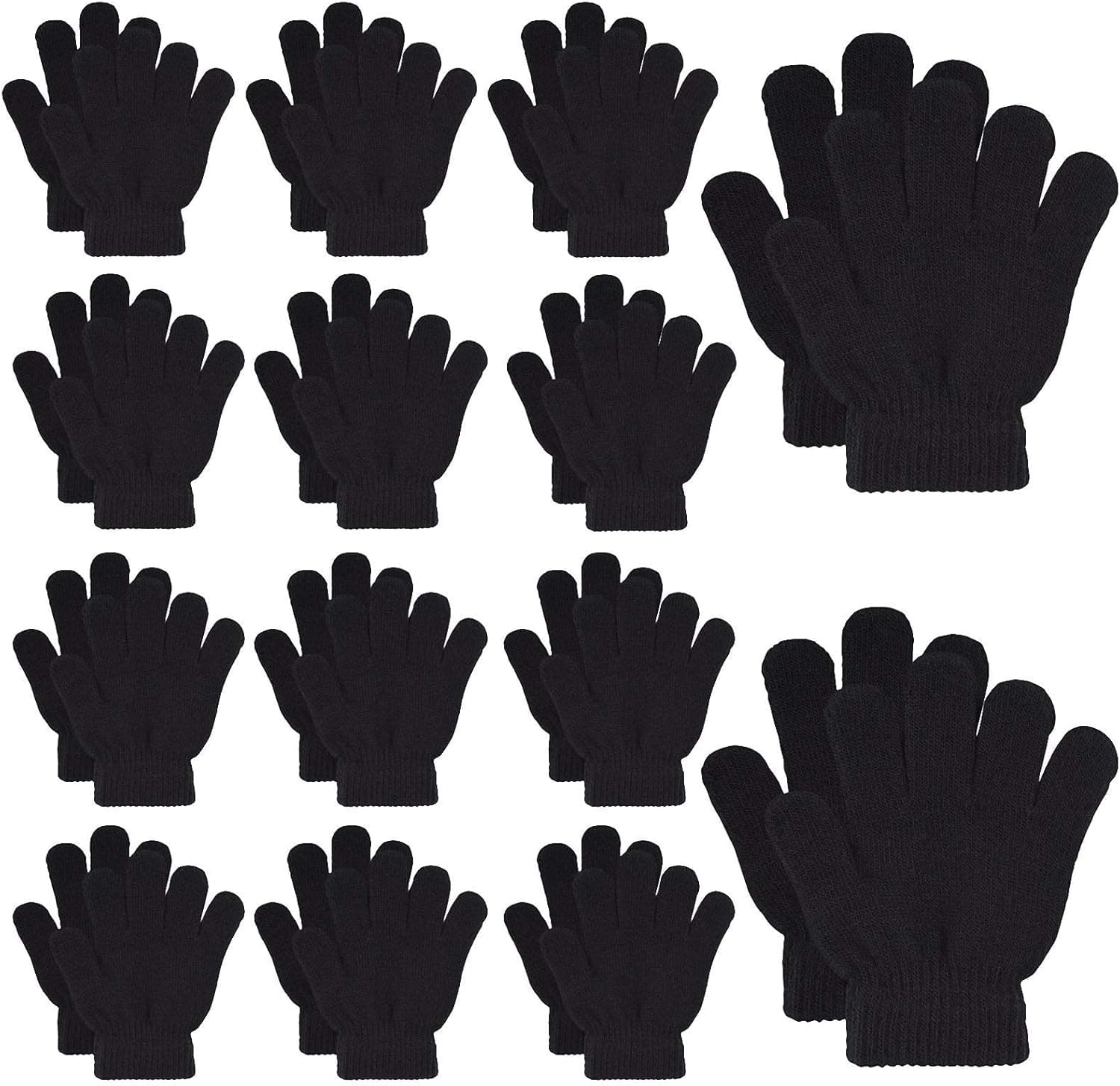 MENOLY 14 Pairs Winter kids Gloves Kids Knit Gloves Warm Stretchy Knitted Magic Gloves for Little Girls Boys Teens