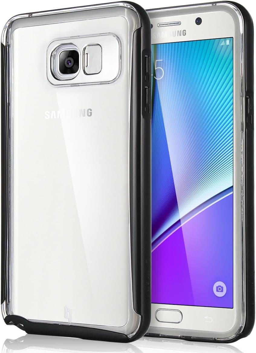 Galaxy Note 5 Case, ULAK [LUMENAIR] [Incoming Call Flash] Blink Hybrid Protective Case with Hard Transparent Plastic Panel + Luminous TPU Bumper Cover Case for Samsung Galaxy Note 5 (Black)