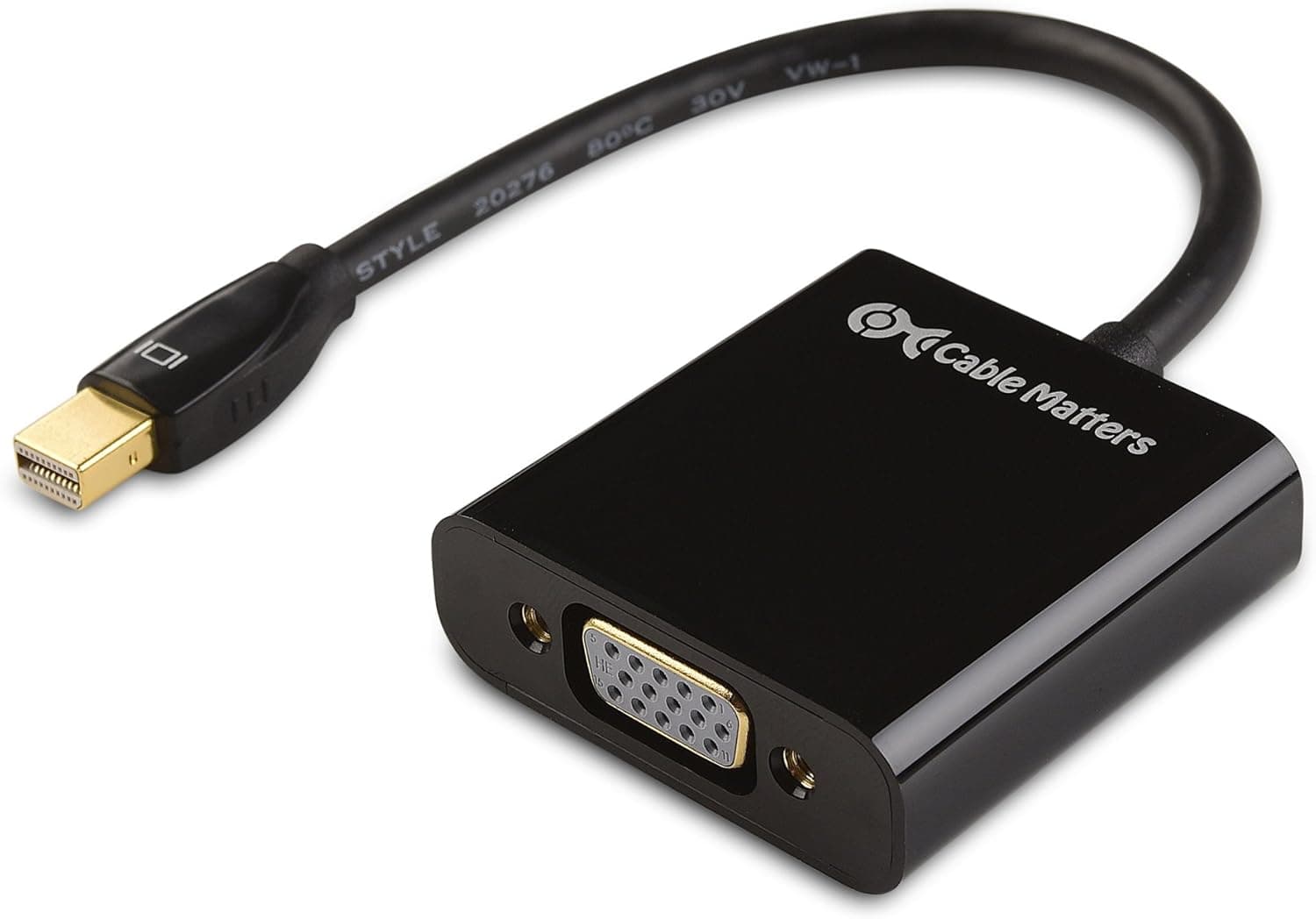 Cable Matters Mini DisplayPort to VGA Adapter (Mini DP to VGA) in Black - Thunderbolt and Thunderbolt 2 Port Compatible