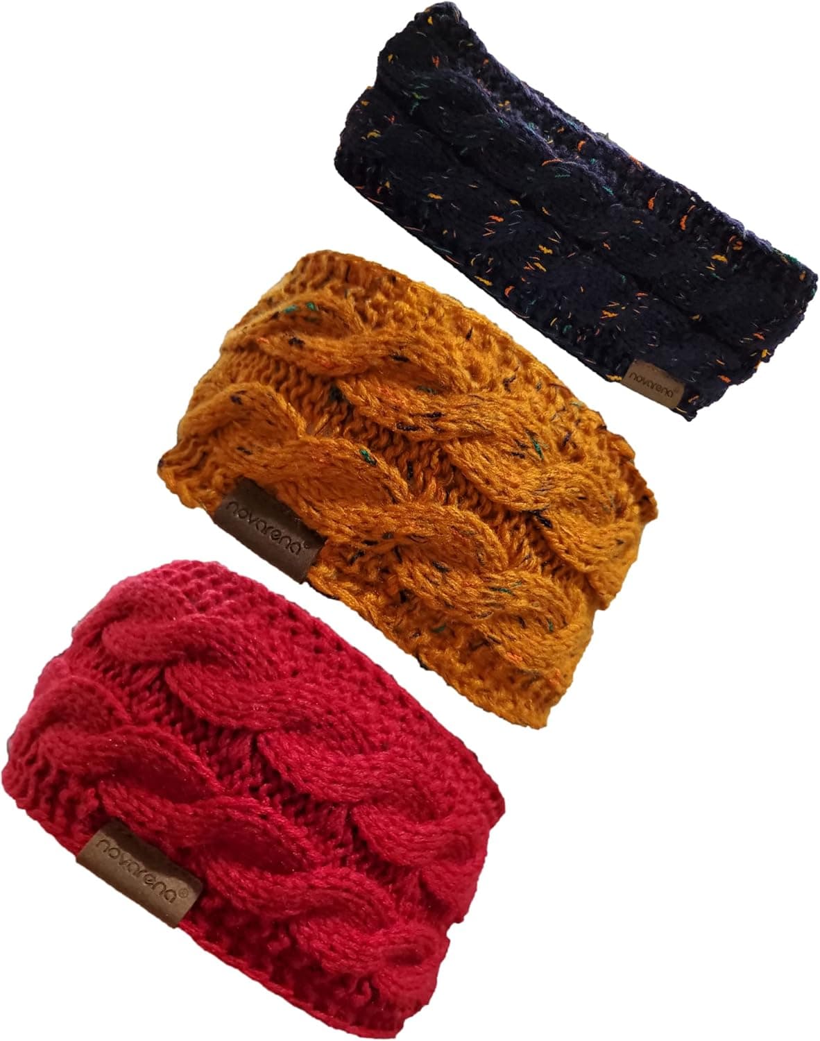 Novarena Thick Cable Knit Faux Fuzzy Fur Pom Fleece Lined Skull Cap Cuff Beanie
