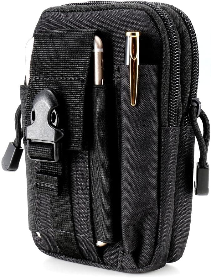 Tactical Molle Pouch Waist Bag Pack Utility Gadget Belt with Cell Phone Holster Holder for iPhone 5S 5C SE 6 6s 7 8 PLUS Samsung S4 S5 S6 S7 Edge Note 2 LG G3 G4 G5 HTC M7 M8, Jet Black