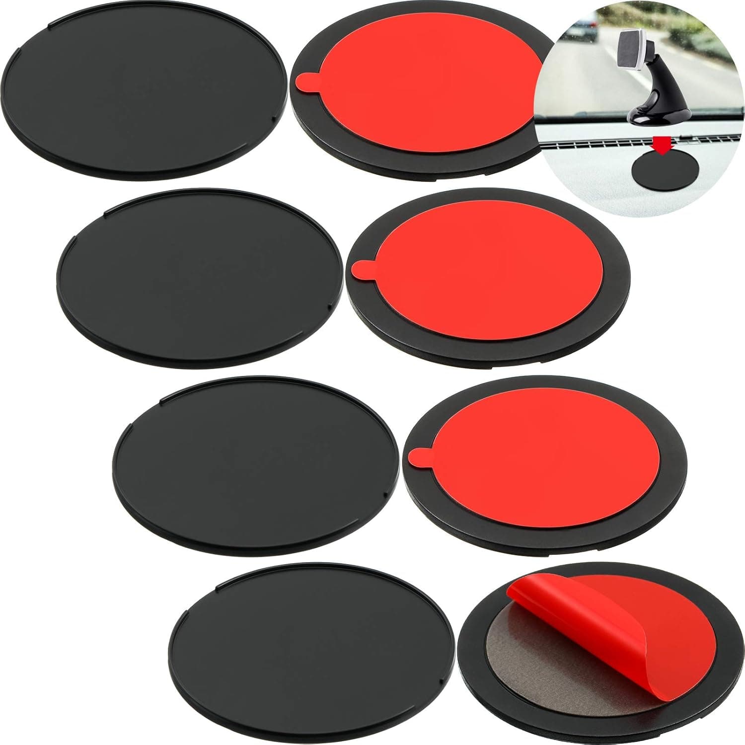 BBTO 8 Piece Disc Dashboard Pad Mount Suction Cup Pad Disc Adhesive Stick on Universal Dash Pad Mounting Disk for Suction Cup Phone Mount, GPS Suction Mount, Sat Nav Dash Cam Holder (3.2 Inch)