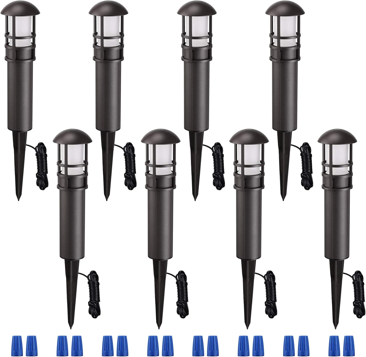 LEONLITE 8-Pack Low Voltage Landscape Lights Pathway, 3W 12V LED Path Lights, CRI90+, IP65 Waterproof Walkway Lights, ETL Listed, Bronze Aluminum Housing, 5000K Daylight
