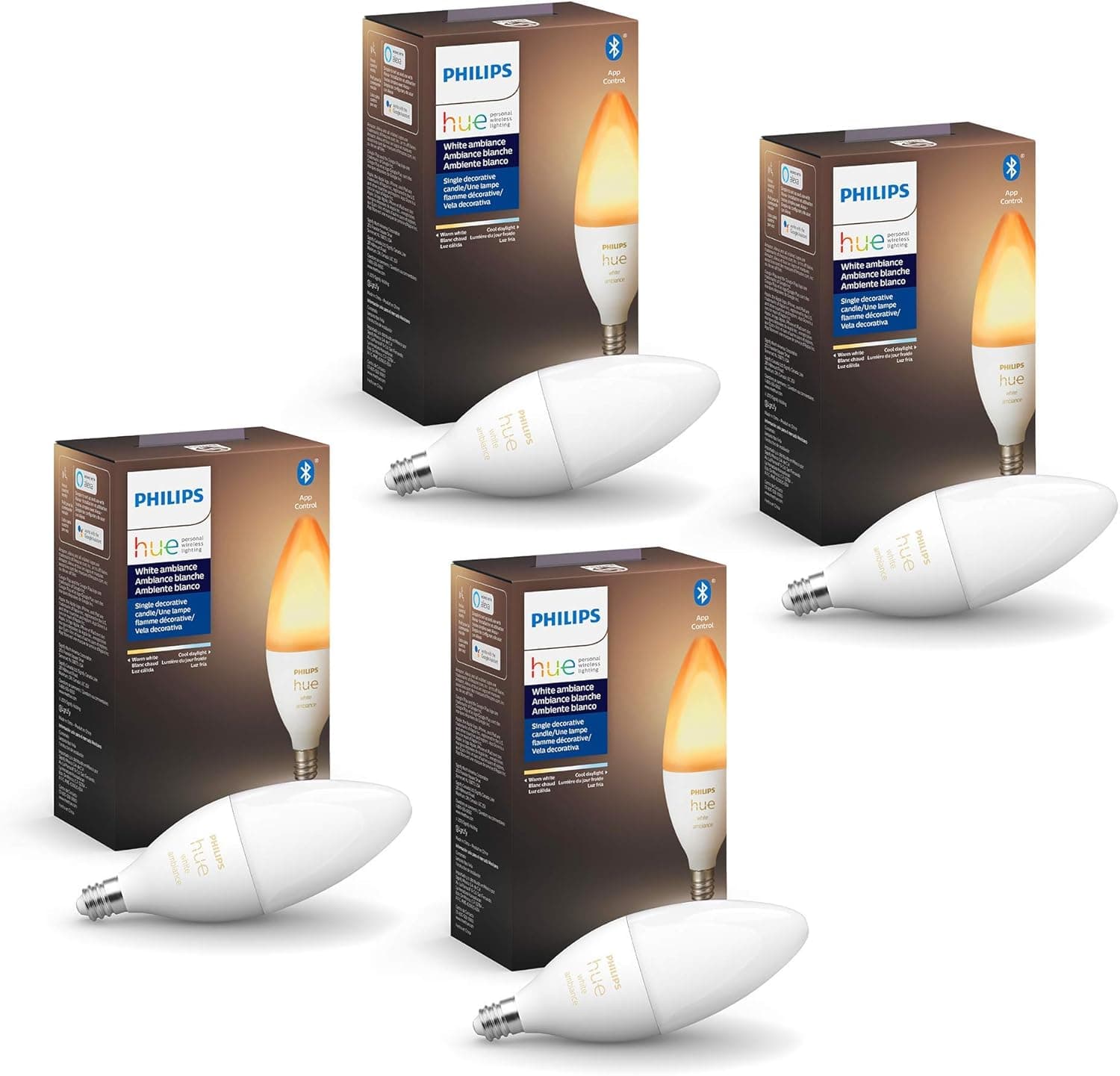 Philips Hue White & Color Ambiance B39 E12 LED Candle Light Bulb, Bluetooth & Zigbee Compatible (Hue Hub Optional), Compatible with Alexa & Google Assistant, 1-Pack