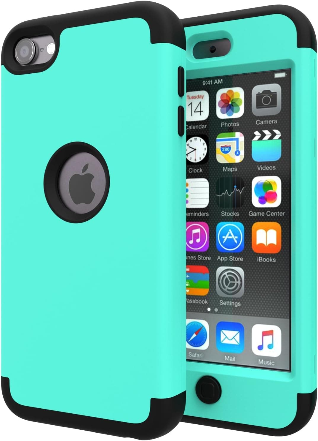 iPod Touch 5 Case,iPod Touch 6 Case,SLMY(TM) Heavy Duty High Impact Armor Case Cover Protective Case for Apple iPod Touch 5 6th Generation Green/Black