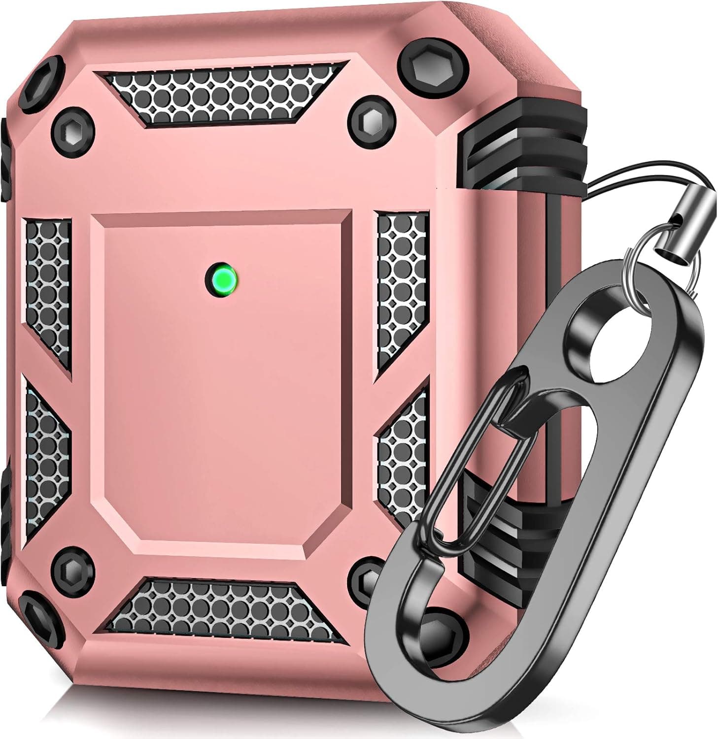 LeYi Compatible AirPods Case Cover for Men Women, [Military Grade] Full-Body Rugged Shockproof Cute Protective Cover with Keychain for Apple Airpods 1 & 2 - Rose Gold