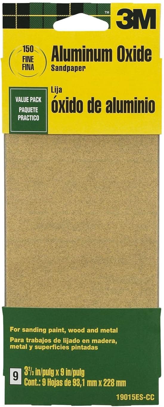 3M 19017ES-CC 3 2/3 by 9-Inch, 60 Coarse grit, 8-Pack Paint, Wood, Metal Aluminum Oxide Sandpaper