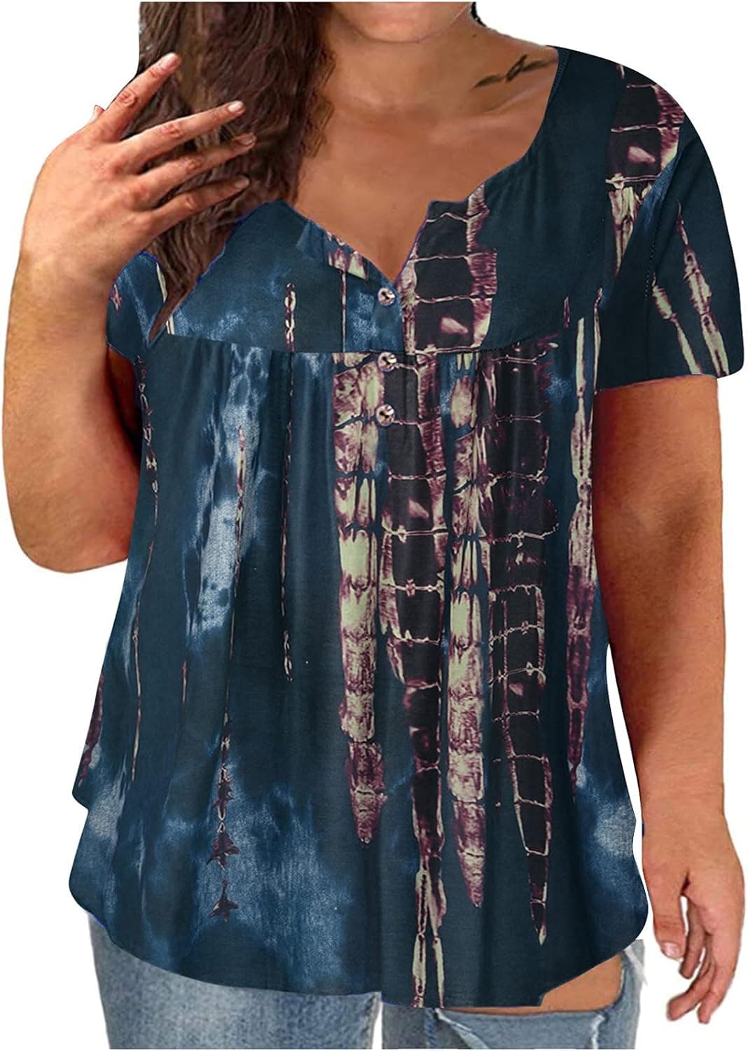 LADIGASU Womens Goth Plus Size T-Shirt Summer Cold Shoulder Short Sleeve Blouse Tops Sexy V Neck Tunic Top