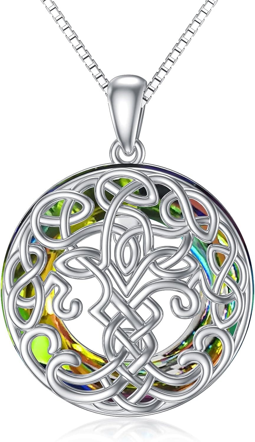 TOUPOP Celtic Tree of Life Necklace Sterling Silver Celtic Luck Knot Pendant Necklace Birthday Christmas Jewelry Gifts for Women Irish