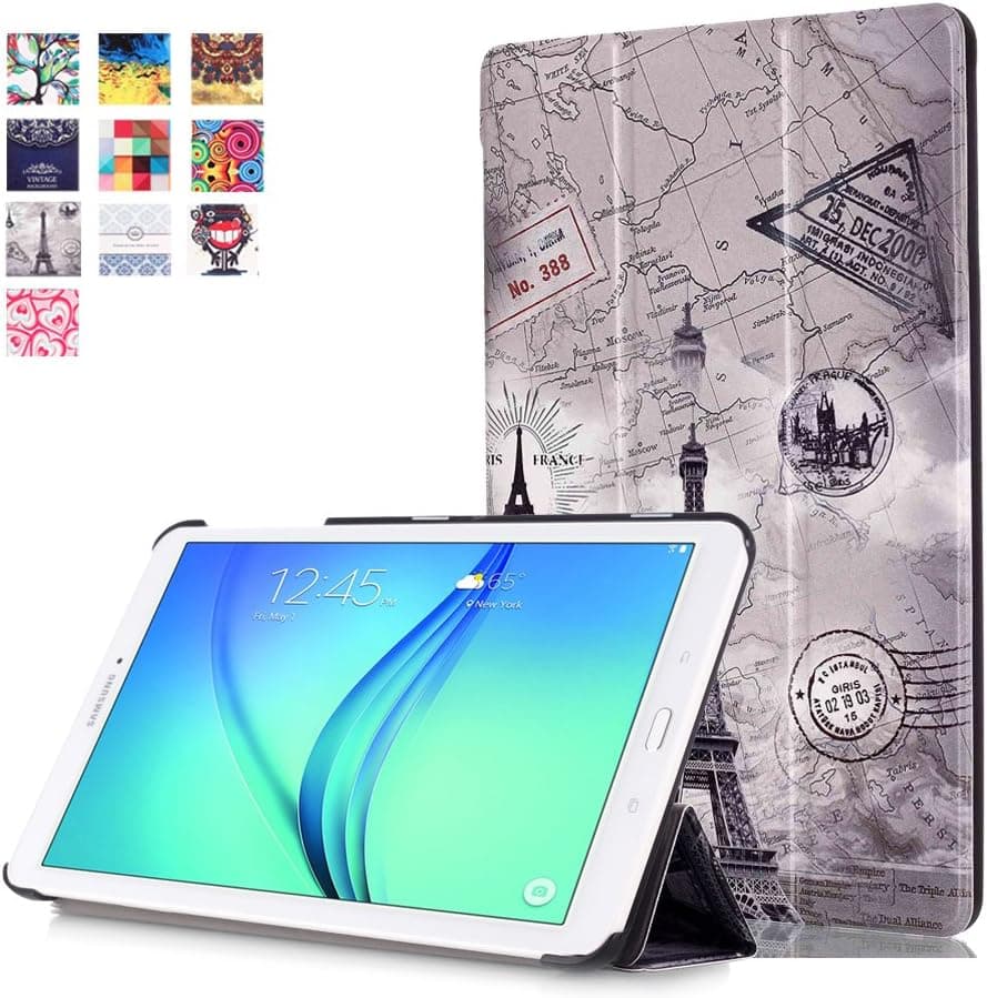 Asng Galaxy Tab E 9.6 Case - Ultra Slim Tri-Fold Case Cover for Samsung Tab E / Tab E Nook 9.6-Inch Tablet (SM-T560 / T561 / T565 / SM-T567V Verizon 4G LTE) (Tower)