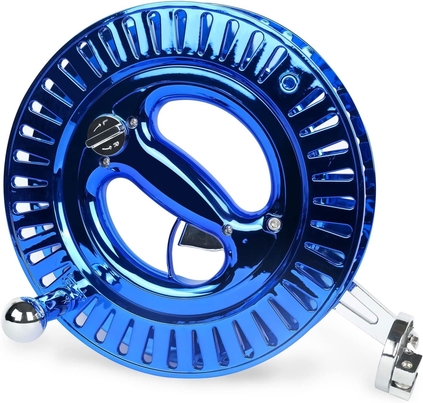 Simxkai 10.6in Blue Large Kite Reel Winder with Brake Magnesium Alloy Multi-Directional Line Guide Ratchet Lock for Adult Professional Kite Flying
