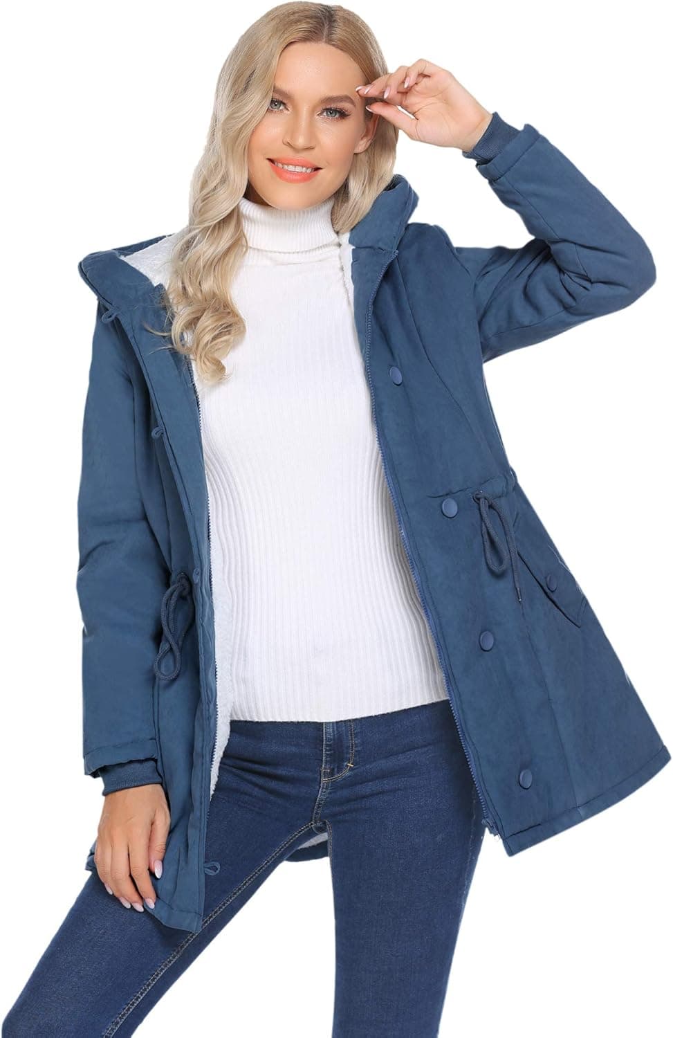Beyove Women's Winter Warm Coat Hooded Parkas Overcoat Fleece Outerwear Jacket with Drawstring