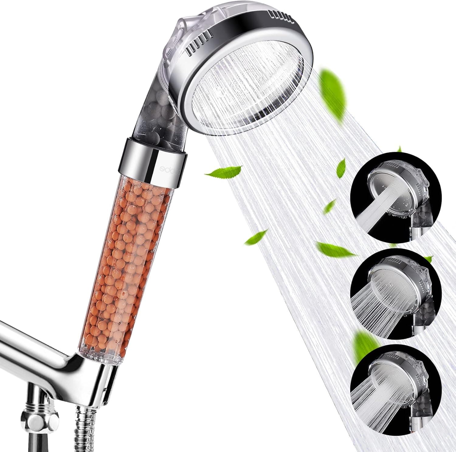 Cobbe Shower Head Set with Hose and Bracket, Filter Filtration 3 Settings High Pressure Water Saving Spray Handheld Showerheads for Dry Skin & Hair