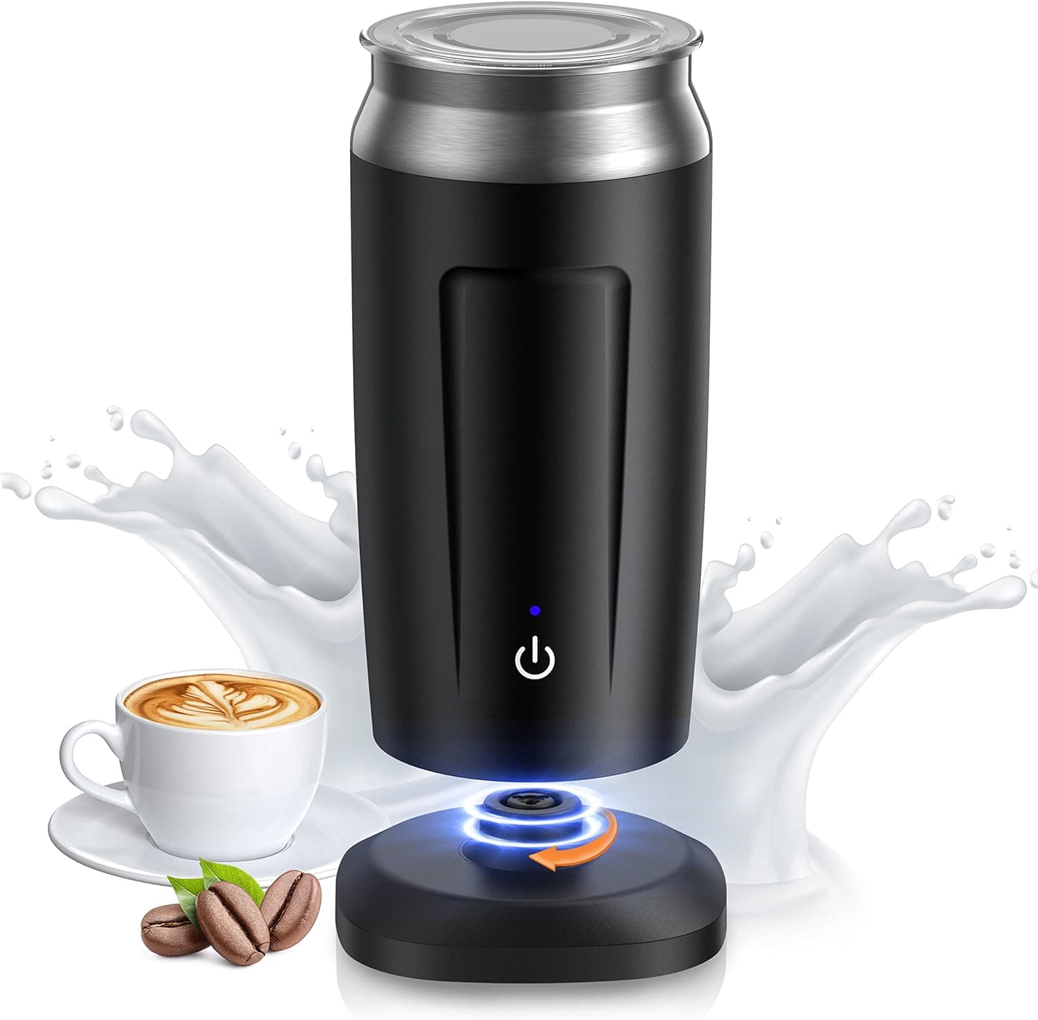 Electric Milk Frother, 4-in-1 Milk Steamer for Hot and Cold Foam, 8.1oz/240ml Automatic Milk Frother and Steamer for Latte, Cappuccino, Macchiato, Easy to Clean Non-Stick Interior, Temperature Control