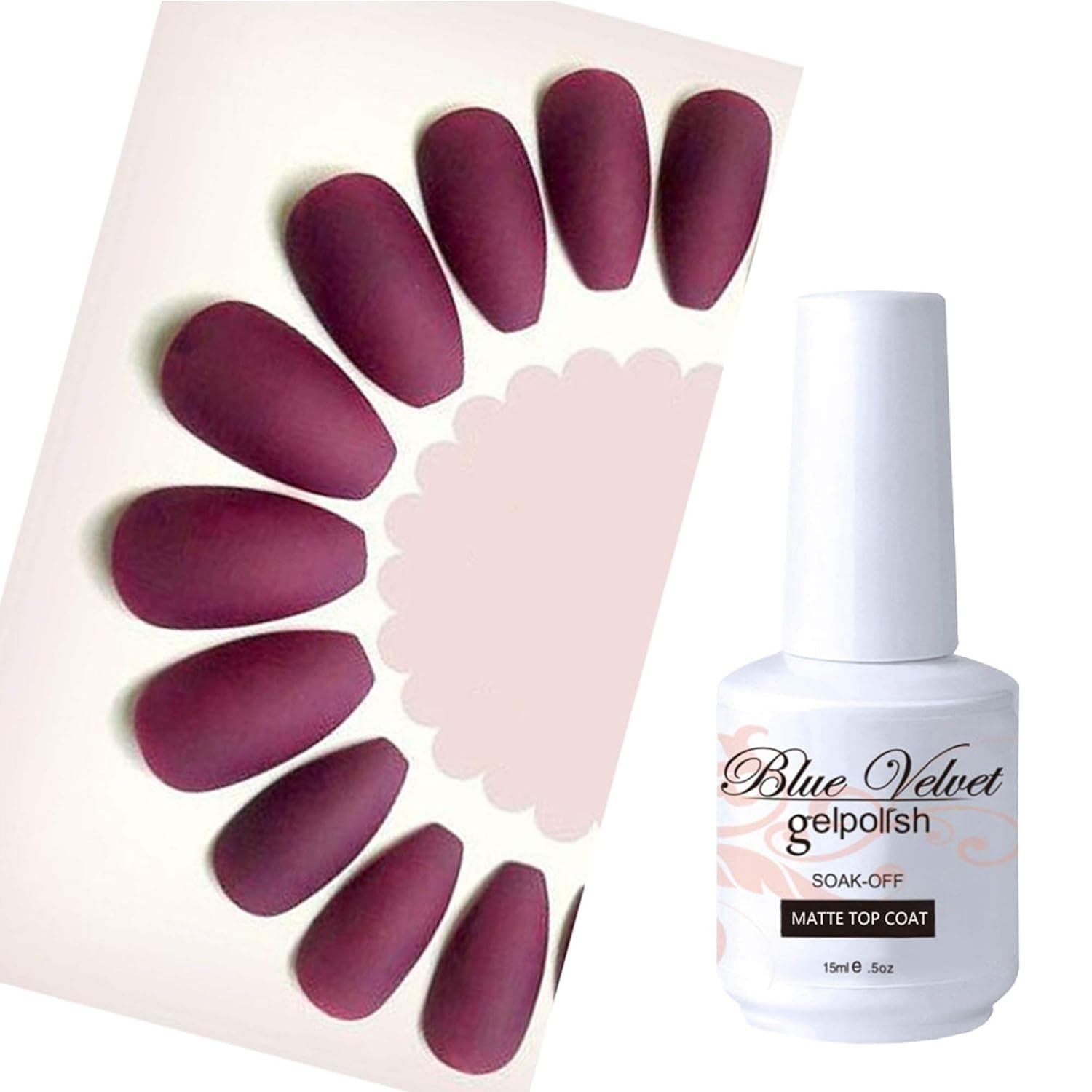Blue Velvet No Wipe Matte Top Coat Gel Nail Polish Soak Off UV LED Nail Polish 15ml