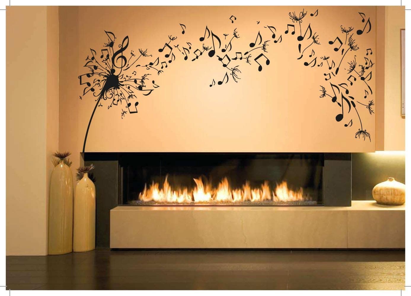 Wall Room Decor Art Vinyl Sticker Mural Decal Dandelion Music Notes Melody Plant Poster AS1183