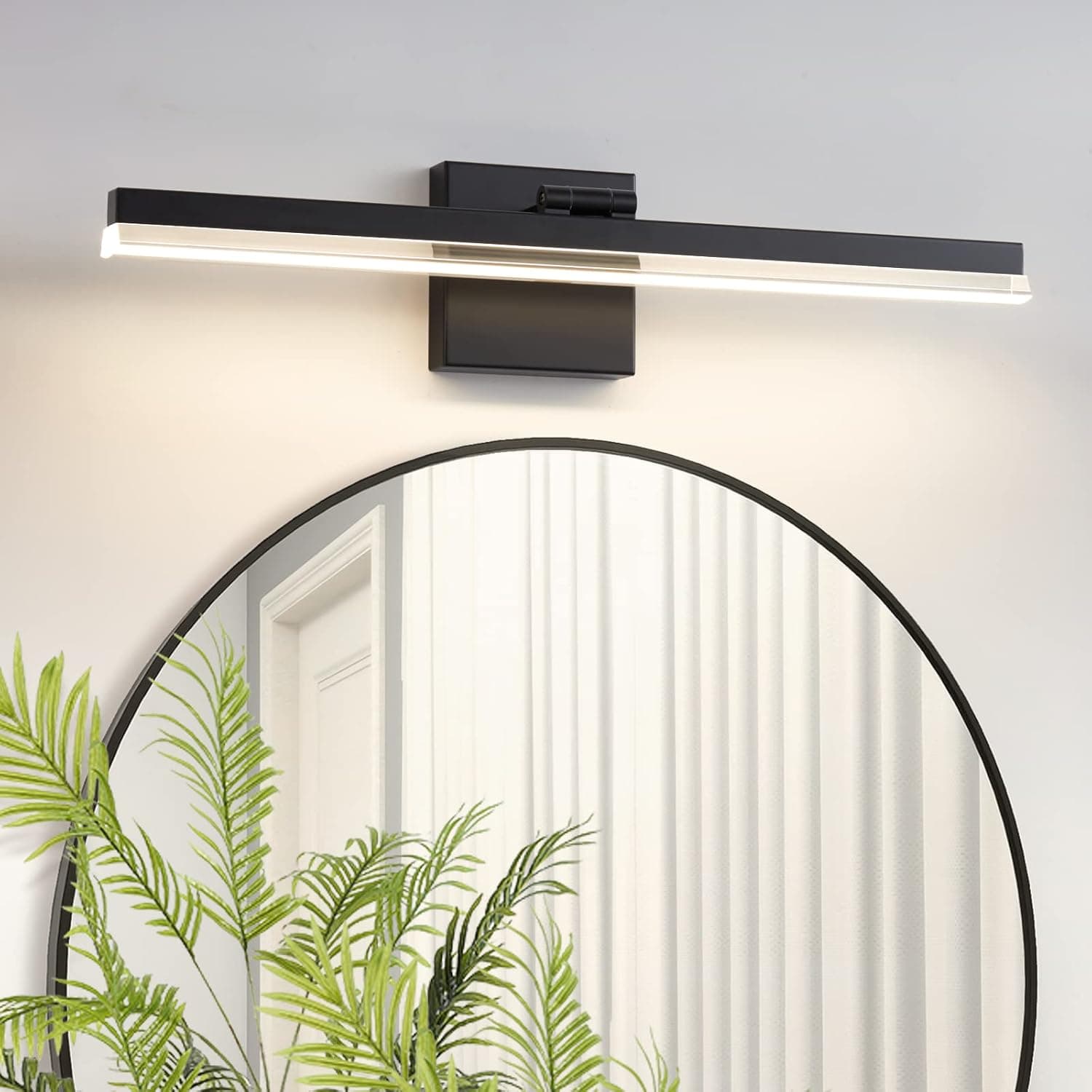 Vaziden Black Bathroom Vanity Light, 22 Inch 18W Adjustable LED Bathroom Light Fixtures Over Mirror with Acrylic Shade, IP44 Waterproof 4000K Wall Light Mirror Lighting Fixture for Bedroom Bathroom