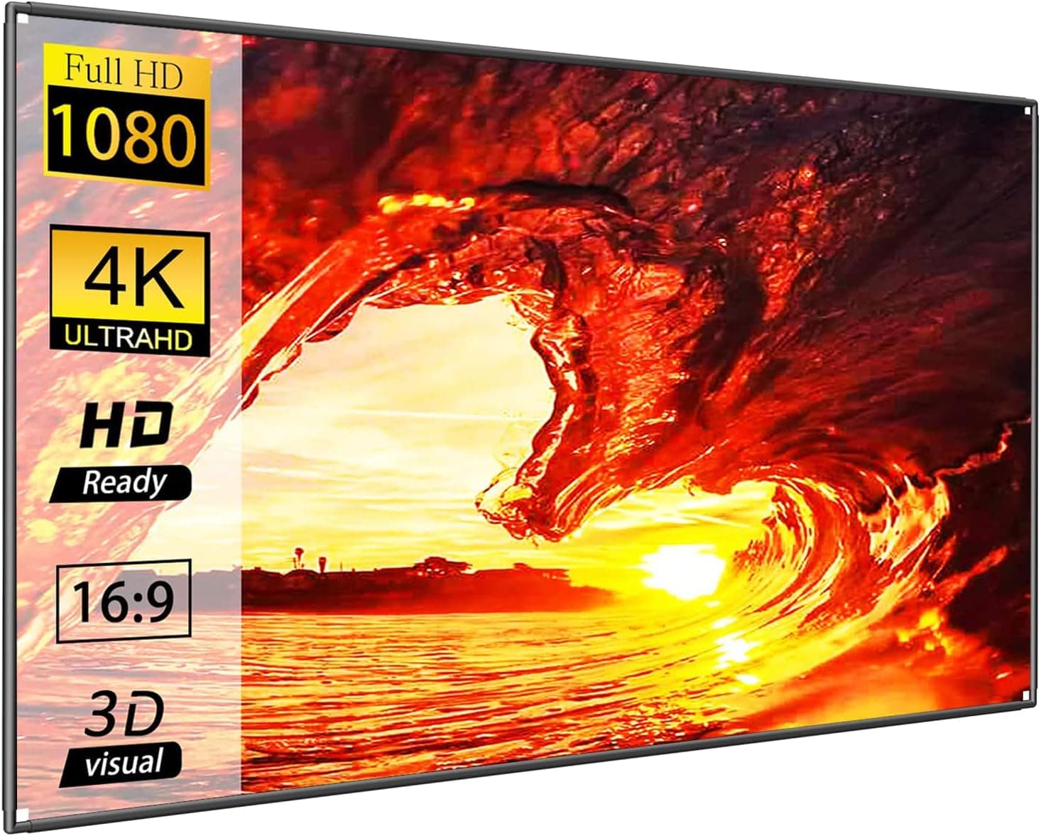 Projector Screen 120 inch with Frame 16:9 HD 4K Movies Screen Portable Widescreen Foldable Anti-Crease Indoor Outdoor Projection Movies Screen for Home Theater Match Party