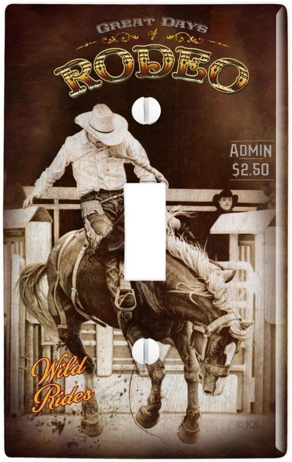 GRAPHICS & MORE Cowboy Western Rodeo Vintage Horse Bucking Riding Plastic Wall Decor Toggle Light Switch Plate Cover