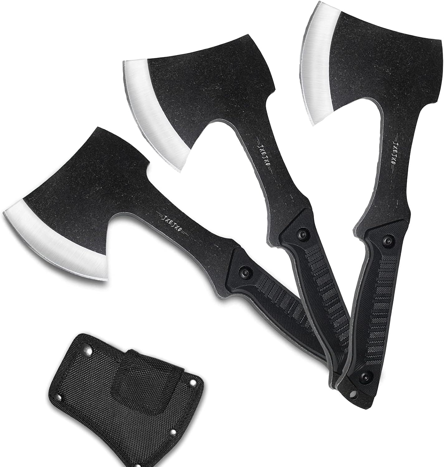 JXE JXO Throwing Axe, Full Tang 420HC Stainless Steel Tactical Tomahawk with Spike, Design for Hawks Throwing Recreation and Competition- U.S. Shipping 3 Pack