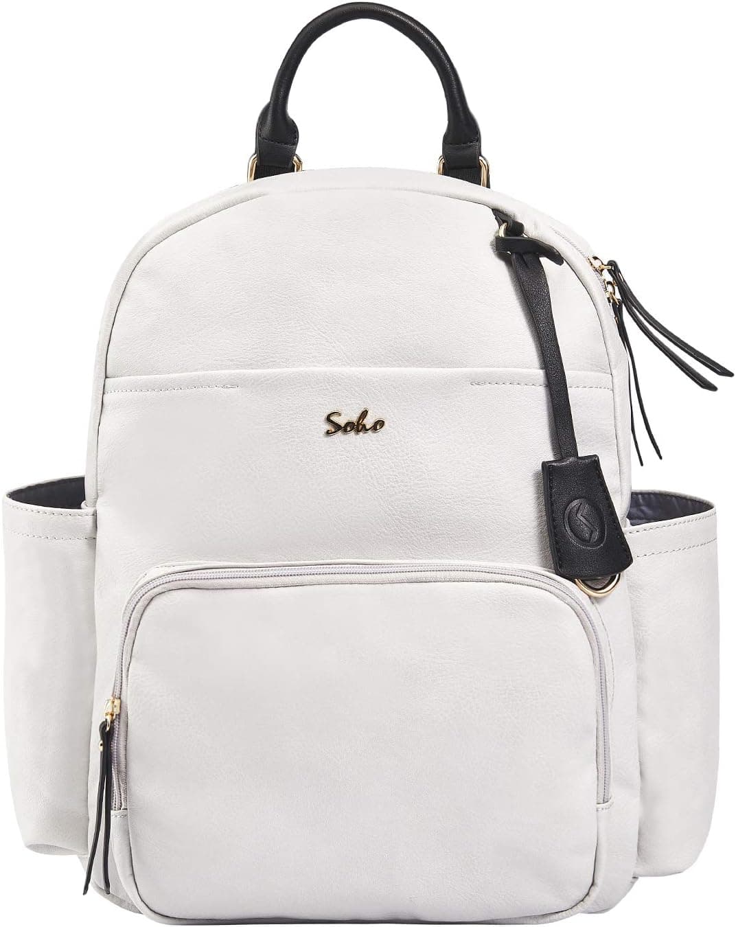SoHo Jackson Vegan Leather Diaper Backpack 3Pc, White