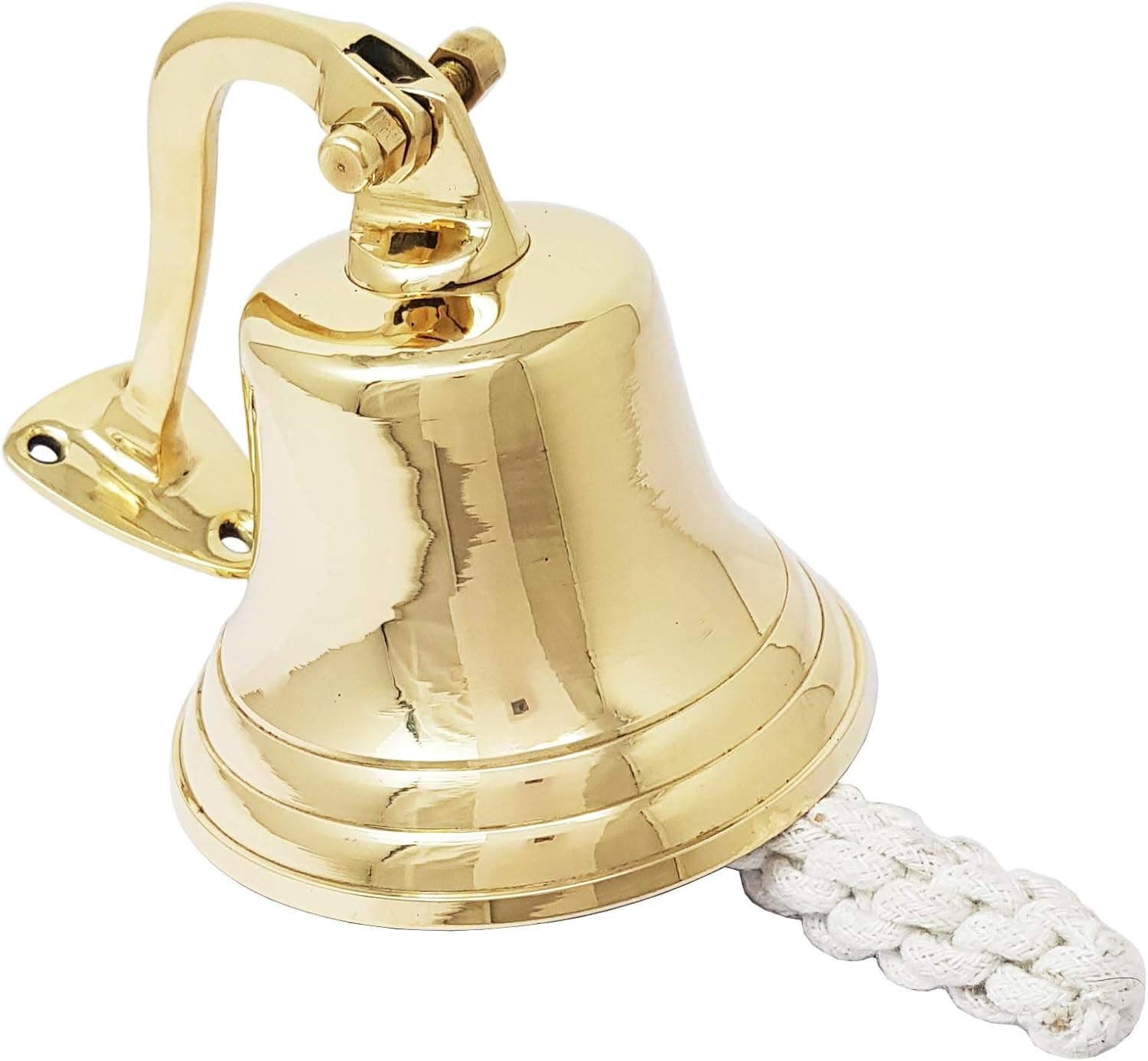 Brass Nautical - 3 inches Brass Ship Bell Polished Nautical Hanging with Wall Mount Large Decor Outdoor Replica Bell