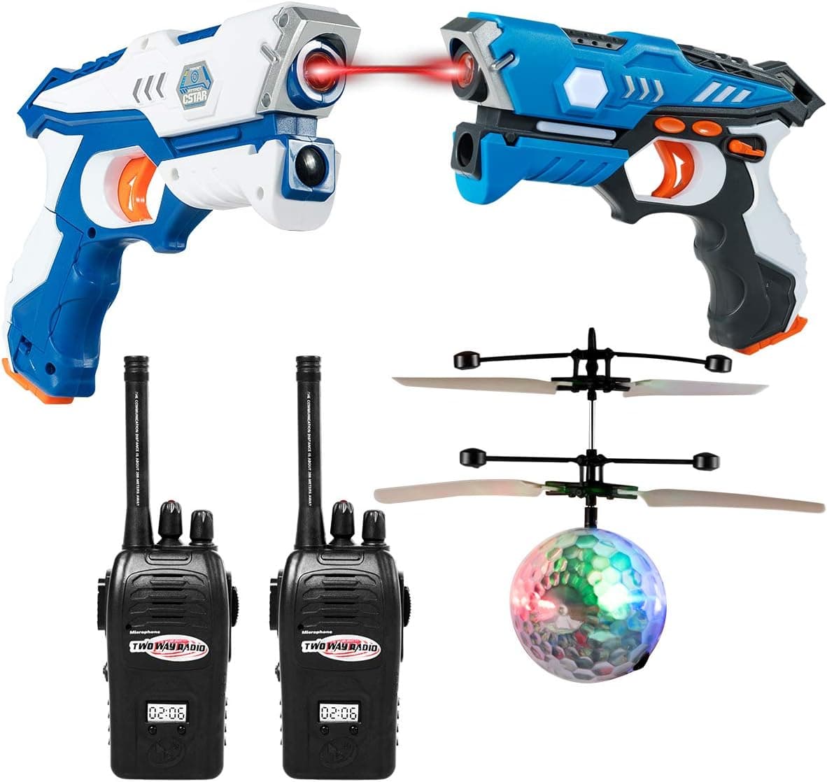 Costzon Infrared Laser Tag Set Toys with 2 Interphones and Flying Ball for Kids, Multiplayer Mode and 4 Gun Types, Flickering Lights, Tactile Vibrations, Realistic Sound Effects, Laser Battle Game