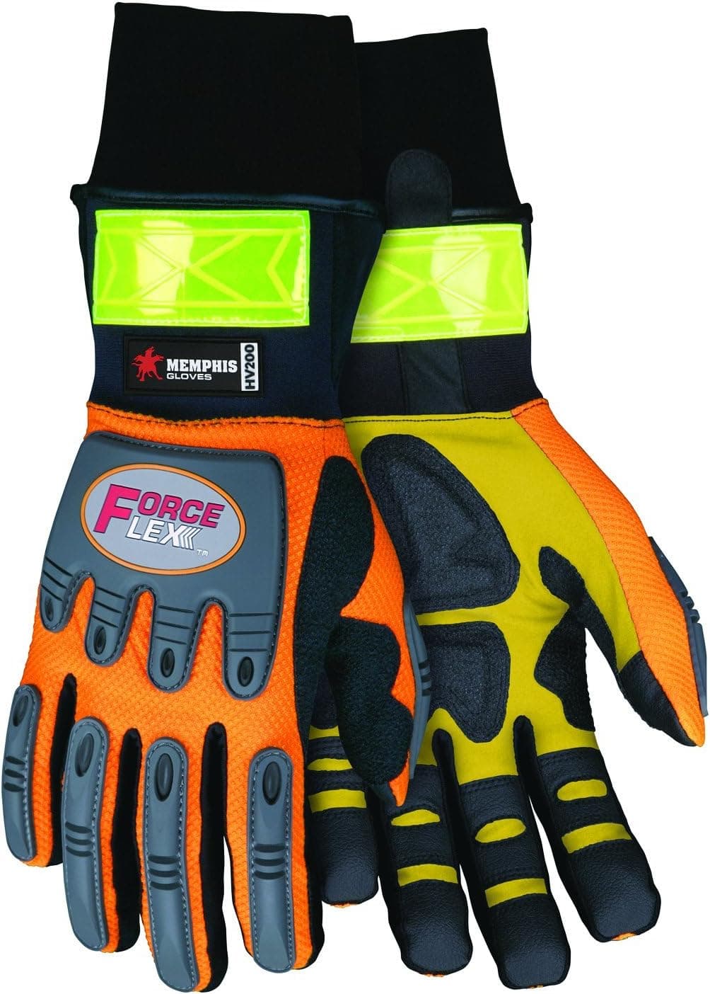 MCR Safety HV200XXXL ForceFlex High Visibility Clarino Synthetic Leather Gloves with Insulated Breathable, Water Resistant Bladder, Orange/Black, 3X-Large, 1-Pair