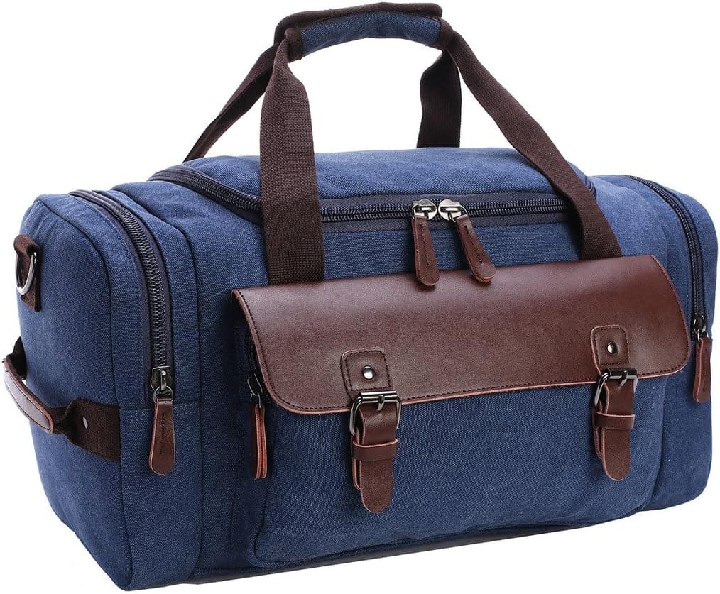 ZUOLUNDUO Vintage Canvas Casual Travel Tote Luggage Duffels Handbag Business Bag M8830ST,Darkblue